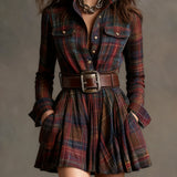 SIENNA | ABITO CAMICIA A QUADRI CON CINTURA