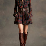 SIENNA | ABITO CAMICIA A QUADRI CON CINTURA