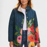 Wilma™ | Giacca imbottita con fiori su Blu Marino