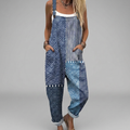 Salopette in boho-patchwork blu