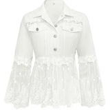 Susanne™ | Giacca bianca con volant traforato