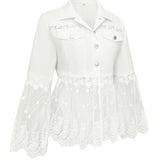Susanne™ | Giacca bianca con volant traforato