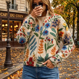 Claudia | Giacca a maglia con zip e giardino fiorito