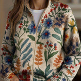 Claudia | Giacca a maglia con zip e giardino fiorito